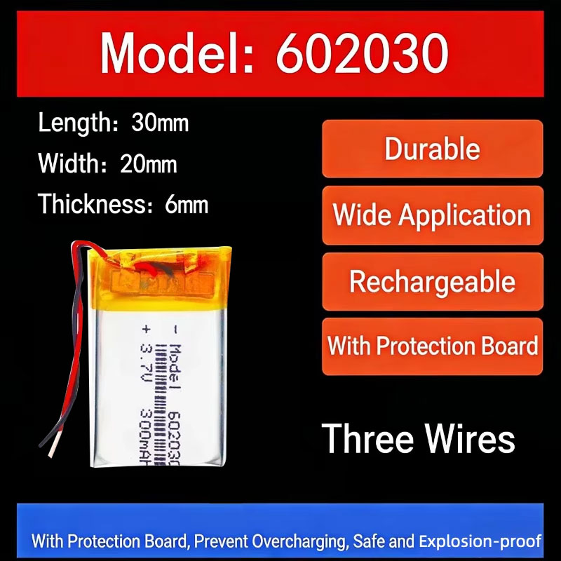 Smartwatch Watches With Bluetooth - Batteria al Litio 3.7V 300mAh 602030,