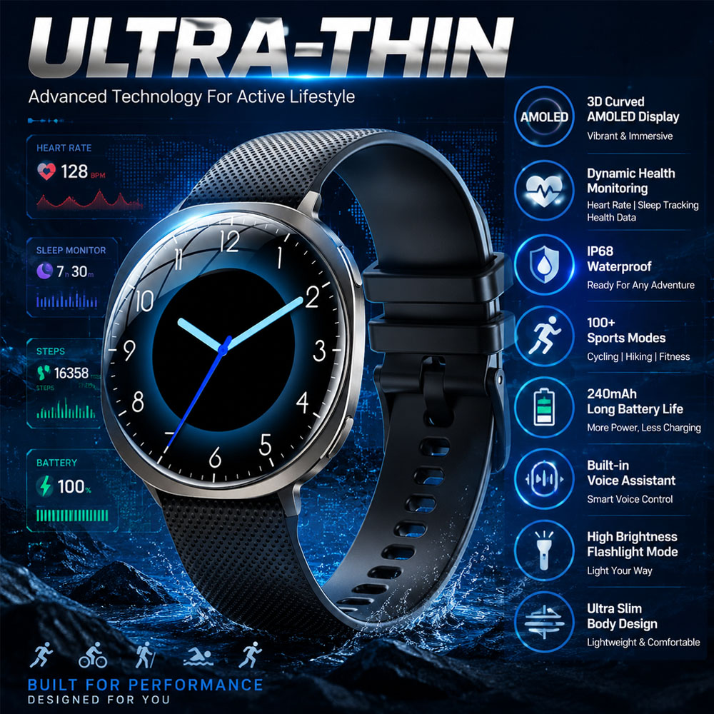 Smartwatch Health Watches For Men - Nuovo Smartwatch con Tracciamento Fitness, Assistente