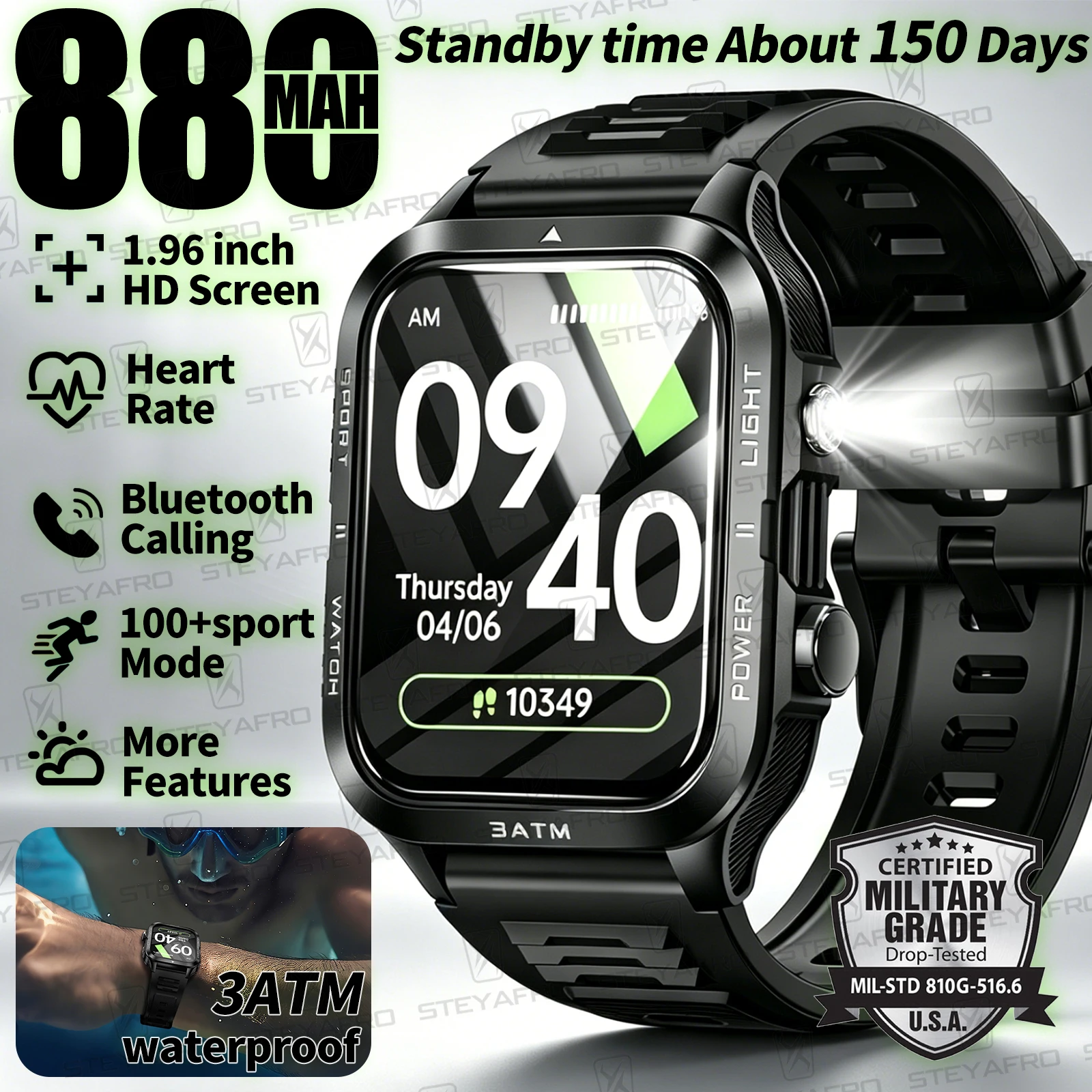 Smartwatch Health Watches For Men - Smartwatch di Grado Militare per Uomo