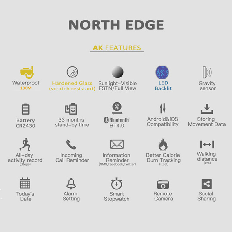 NORTH EDGE AK 100M Smartwatch  - Smartwatch Watches With Bluetooth recensione e prezzo
